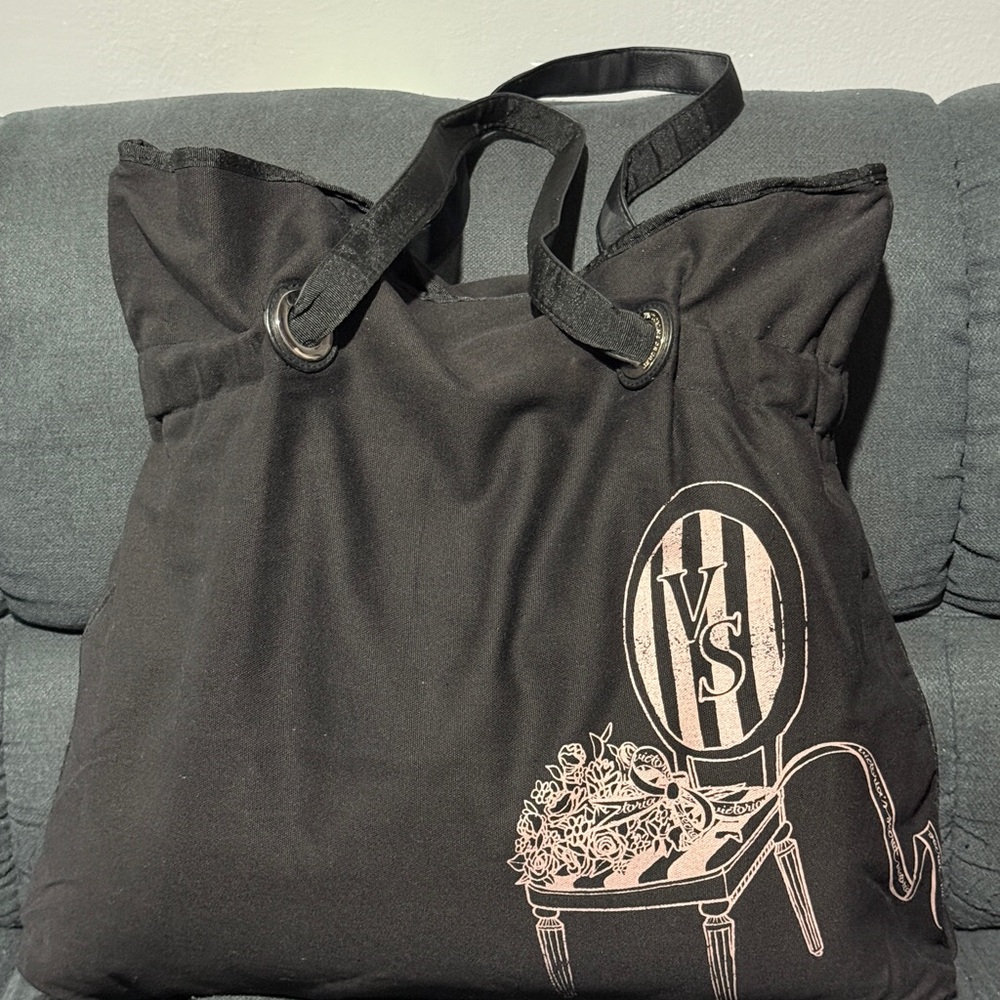 Victoria's Secret Black Drawstring Tote